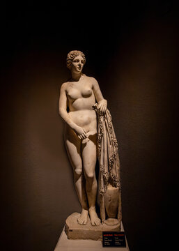 October 24, 2023, Antalya: Aphrodite statue in the gallery hall of Antalya Archaeological Museum during the excavations of the Ancient City of Perge..​