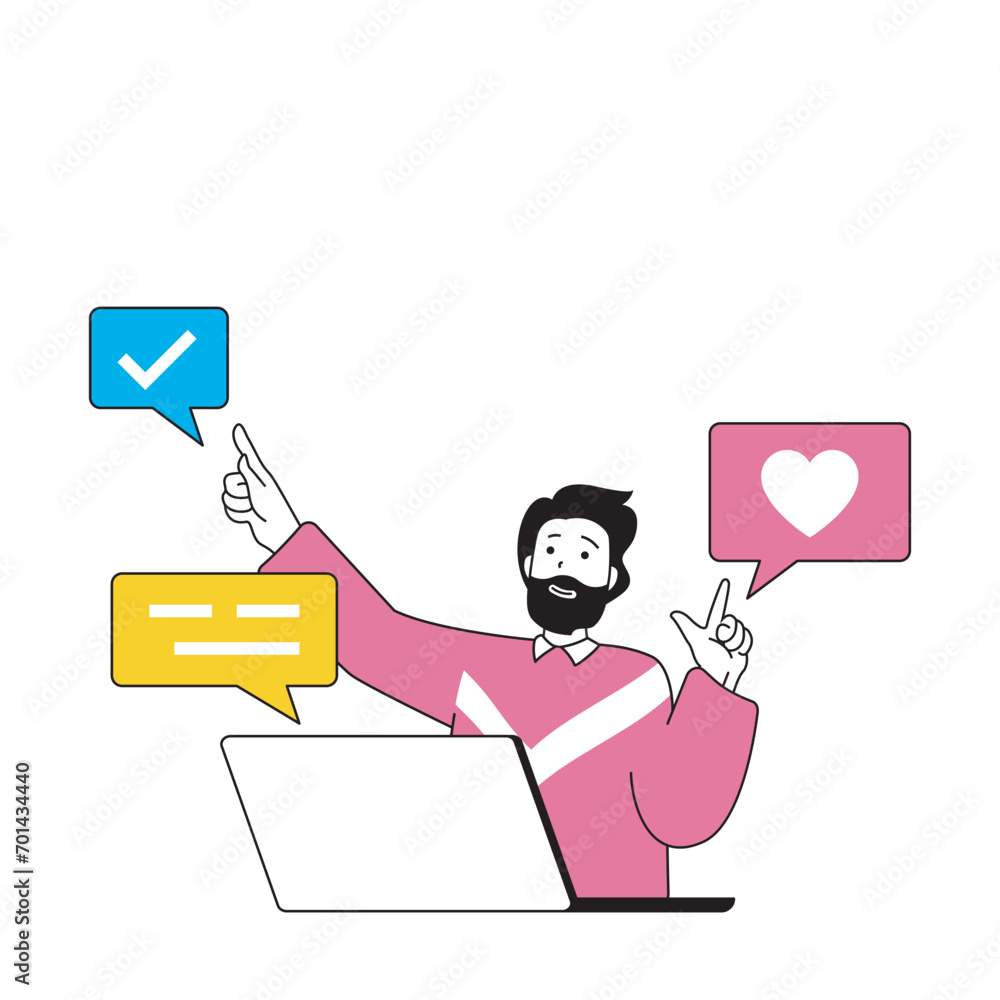 Leinwandbilder design development concept with cartoon people in flat design for web. man creating templates and la