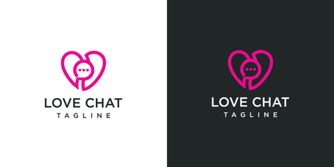 Combination logo of heart and chat symbol logo design concept