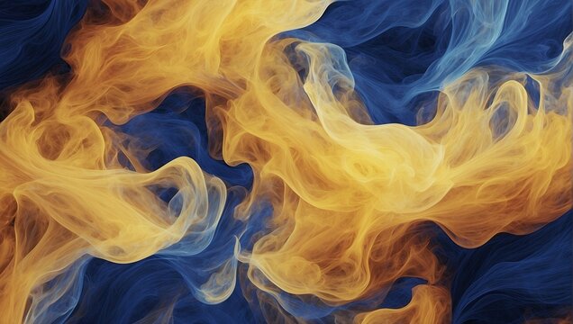 A dynamic abstract texture with royal blue and pale yellow flames intertwining