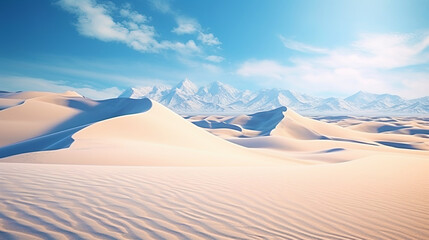 Fototapeta na wymiar Snow dunes in the desert, creating an amazing contrast