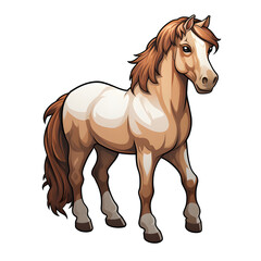 cute horse illustration on transparent background, Ai Generated