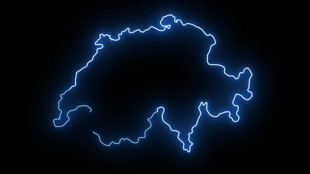 Animated Swiss map icon with a glowing neon effect