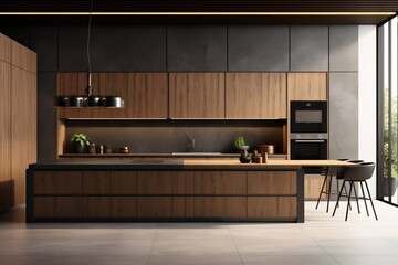 A modern and modular kitchen in a luxurious and spacious apartment