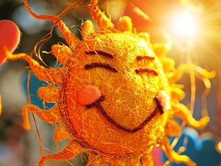 Cute sun character on Shrovetide - obrazy, fototapety, plakaty