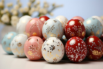 Fototapeta na wymiar Photorealistic Easter colorful eggs