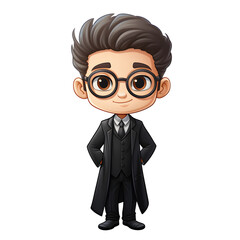 cute lawyer toddler illustration on transparent background, Ai Generated