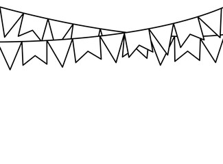 Holiday flags on a rope. Holiday, Birthday, Valentine's Day, New Year, Christmas, International Women's Day, Thanksgiving.