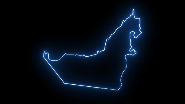 Animation of the United Arab Emirates country map icon with a glowing neon effect