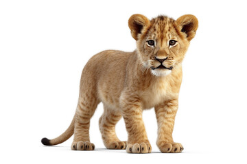 Cute Lion Cub on Transparent Background, Ai Generated
