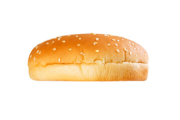sesame hamburger bun on white background