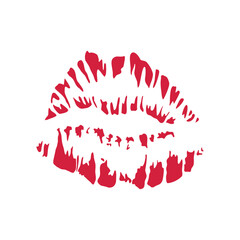 Red female lips imprint kiss. Beautiful kiss. Vector illustration on white background