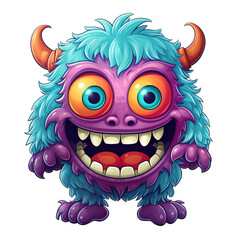 Fototapeta premium Cute little scary monster illustration on transparent background, Ai Generated