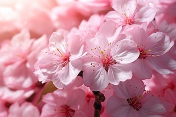 blossom branch with sakura. flower blur garden photorealistic background