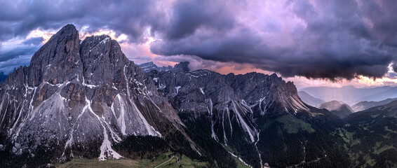 Sunset incoming storm at Passo delle Erbe (Dolomites)
