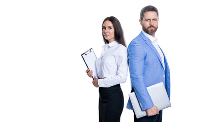 businesspeople together while having a meeting in office. businesspeople working on business project. collaborating on new business project. businesspeople isolated on white. copy space advertisement