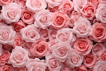 Obraz premium pink peach beige rose top view Springtime pattern background. for cards and wedding party backdrops