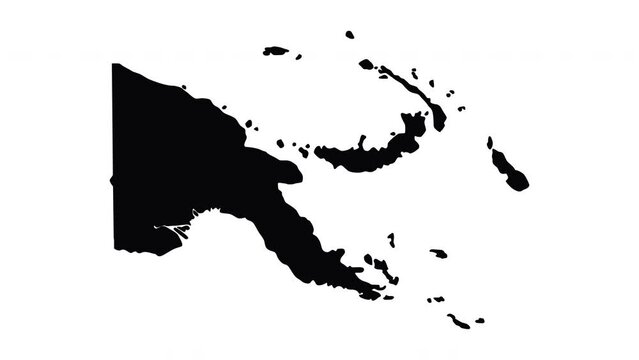 Animation forms a map icon for the country of Papua New Guinea