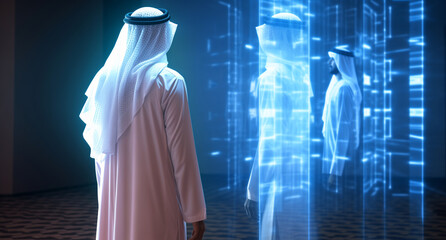 Batch Cloning of a Traditional Arab Man with Holographic Tech Innovations