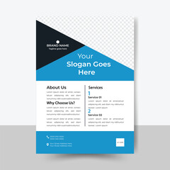 Geometric Shape Black and Blue Color Flyer design layout template, Corporate presentation, cover modern layout, annual report, Layout modern with unique and professional