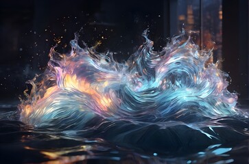 The fusion of water and light, creating a mesmerising visual experience - obrazy, fototapety, plakaty
