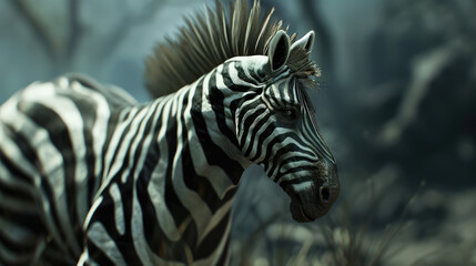 Fototapeta na wymiar CGI Motion Capture: Dreadful Zebra Warlock