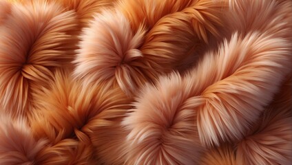 Abstract colorful fur texture in peach and burnt orange, cushion-like, soft focus, plush, velvety feel, synthetic material, warm tones, decorative background, detailed fibers, multi-colored - obrazy, fototapety, plakaty