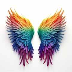 Obraz premium Colorful Wings with Hairy Rainbow Spectrum on White Background