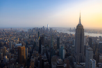 Fototapeta na wymiar Skyline of New York City with the Empire State Building and One World Trade Center