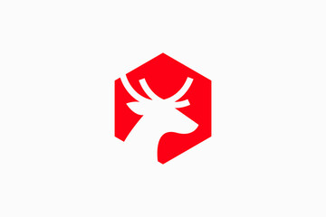 Obraz premium deer on hexagon Vector Logo Premium