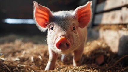 Pink-Eared Pigleton a Pig Farm for Raising Pigs