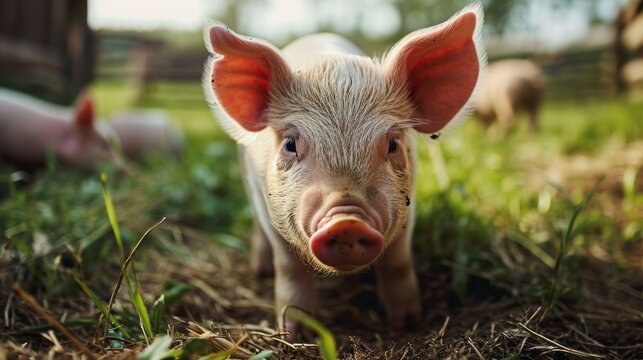 Pink-Eared Pigleton a Pig Farm for Raising Pigs
