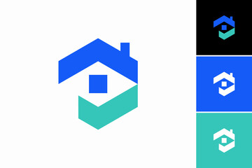 Home with check mark logo vector 