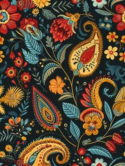 Seamless Paisley Patterns with Bold Colors