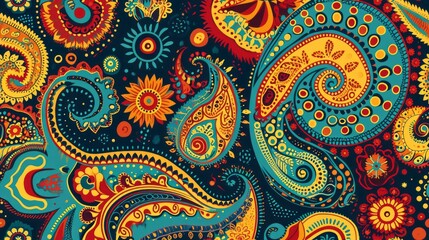 Seamless Paisley Patterns with Bold Colors
