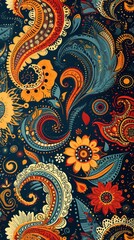 Seamless Paisley Patterns with Bold Colors