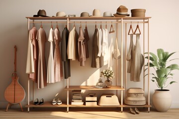 A fashion shop or store with clothes hanging on a hanger