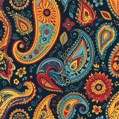 Seamless Paisley Patterns with Bold Colors