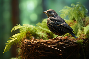 Photo of Starlings in their nest with green forest