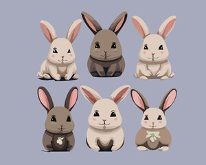 Obraz na płótnie Canvas easter bunny set Easter bunny rabbits in different poses vector illustration