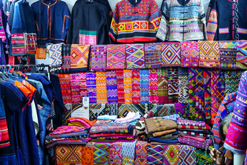 Vintage fashion traditional woven handicraft fabrics clothes from rural of Thailand, clothes for...
