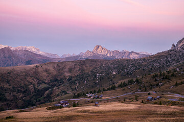 Passo Giau Mountains at sunrise 