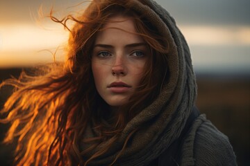 Portrait of a woman with intense and sad expressions