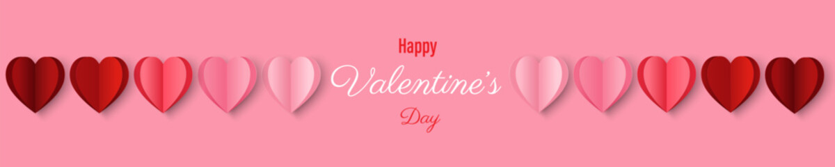 Valentine's day Background with Heart shape Paper cut. Vector illustration. Creative design for sale concept, voucher template, posters, brochure.