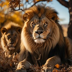 Fototapeta premium Pride of Lions Resting Under a Tree on the Savannah