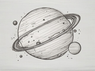 hand drawn illustration of space. a Doodle sketch of planet, simple draw. lines cartoon hand drawn illustration , black and white minimalism. AI generated