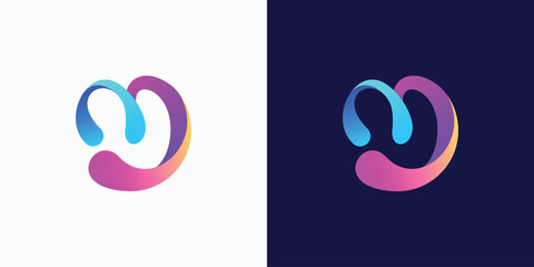 Colorful abstract M letter logo design - obrazy, fototapety, plakaty