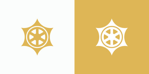 Golden sun wheel logo design