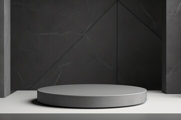 Grey color podium, stage, or dias for product display, product photoshoot, or product exhibition