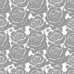 gray and white rose flowers seamless pattern, texture, design